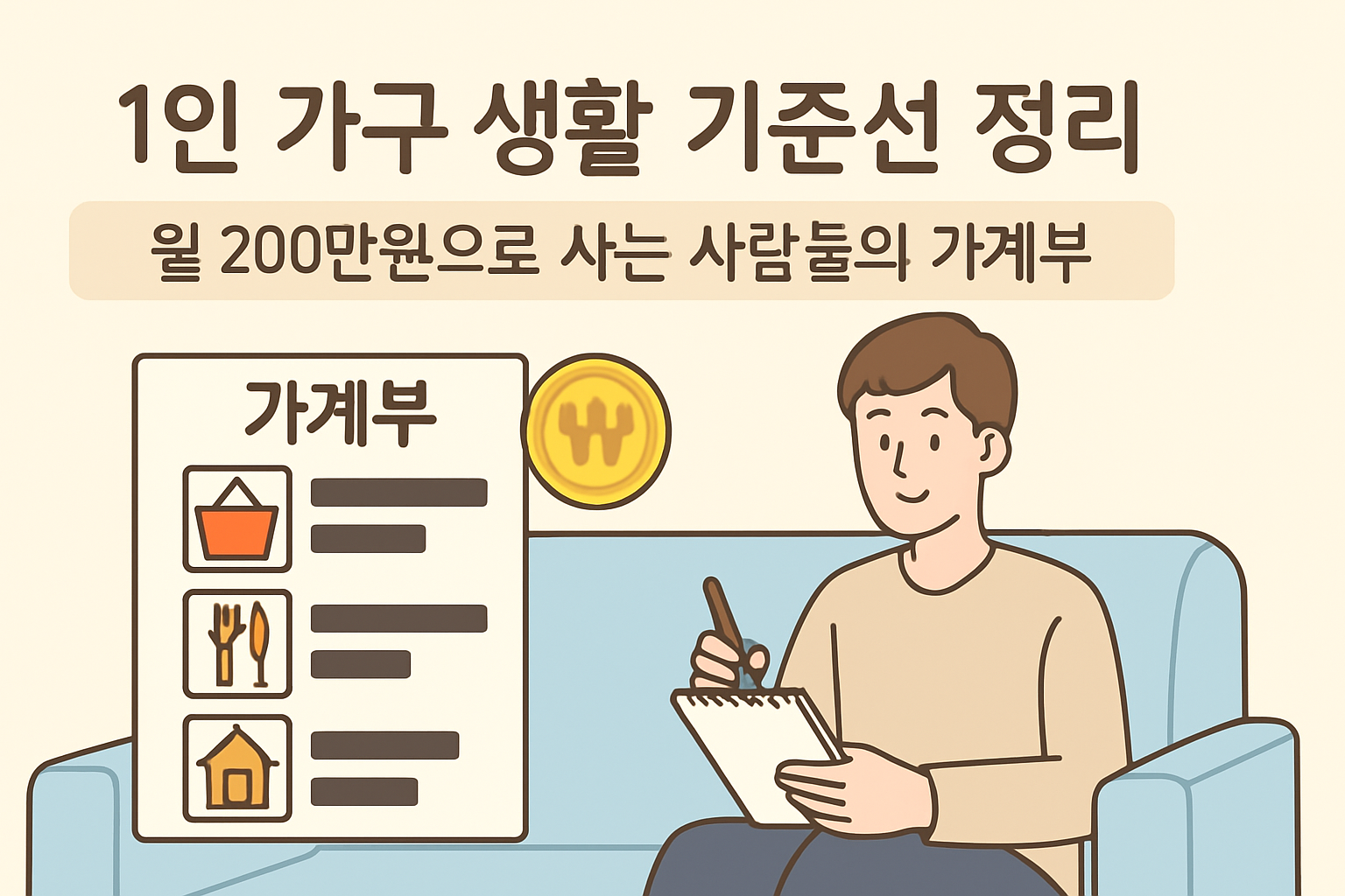 1인 가구 생활 기준선 정리, 월 200만원으로 사는 사람들의 가계부