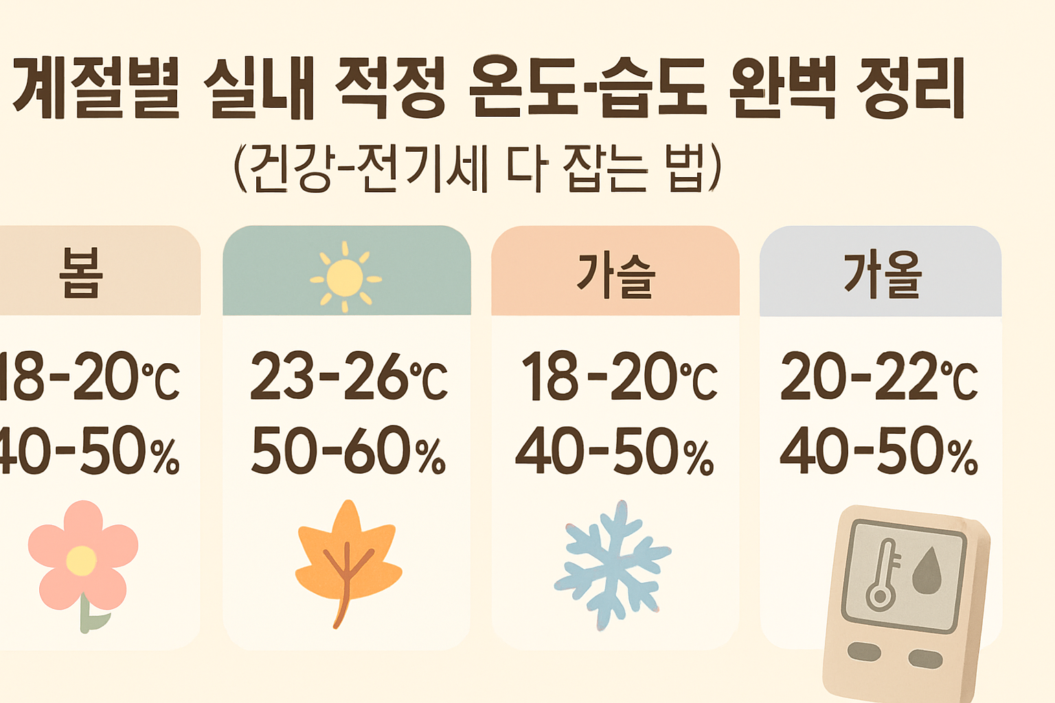 계절별 실내 적정 온도·습도 기준 완벽 정리 (건강·전기세 다 잡는 법)